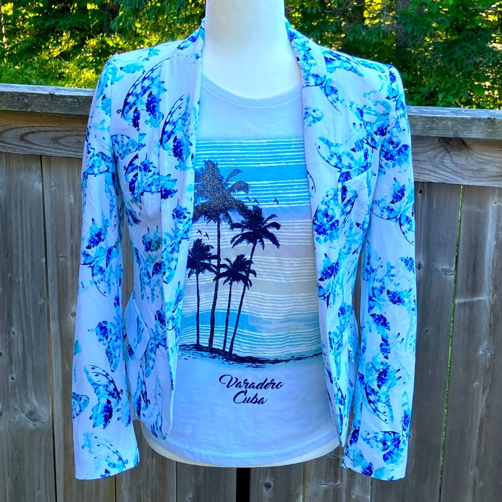 Blue & White Butterfly Blazer 🦋